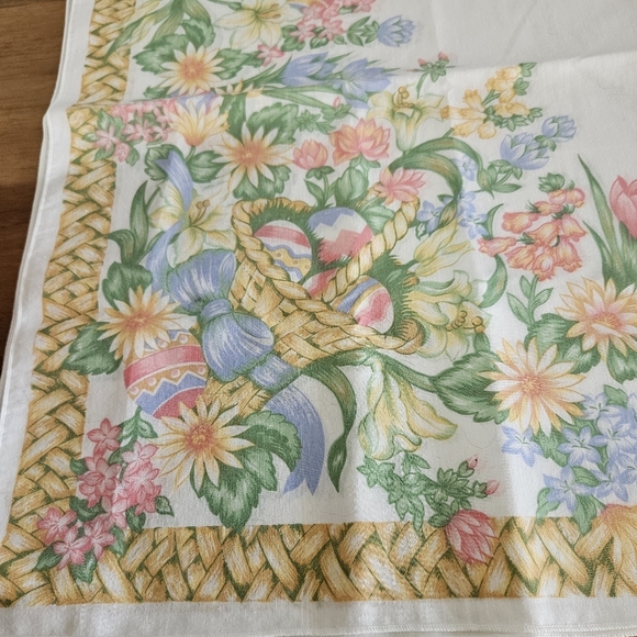 Spring Easter Eggs & Flower Themed Tablecloth 100 % Cotton Made In Spain 55"x84" - Picture 2 of 7
